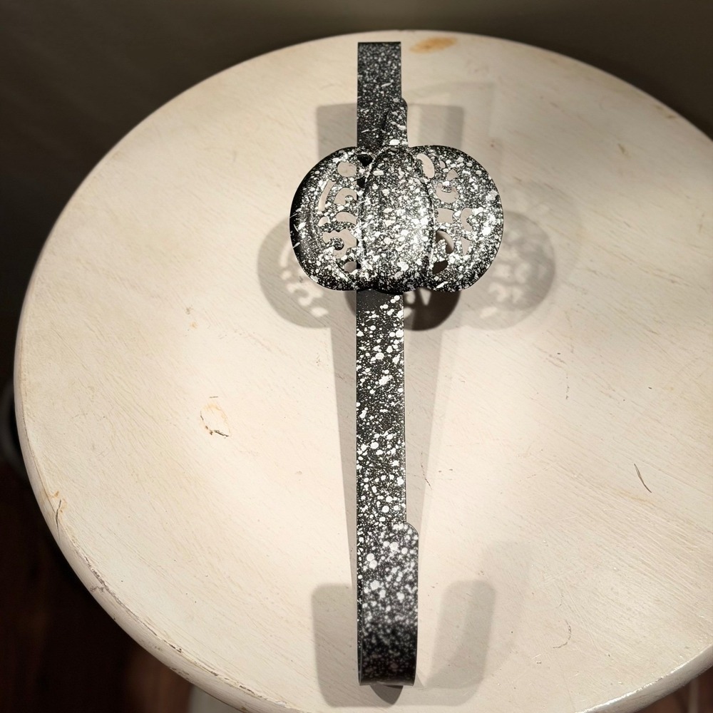 Black Speckled Pumpkin Over the Door Hook Hanger Wreath Holder Halloween Decor